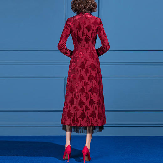 SSGS-新款中长款收腰显瘦红色高贵大气外套 商品图1