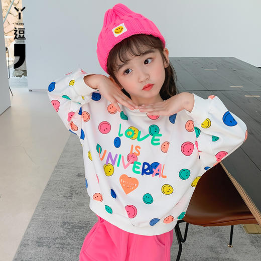 丫逗女童卫衣春秋装2020新款洋气中大童儿童装秋季长袖潮流小女孩上衣