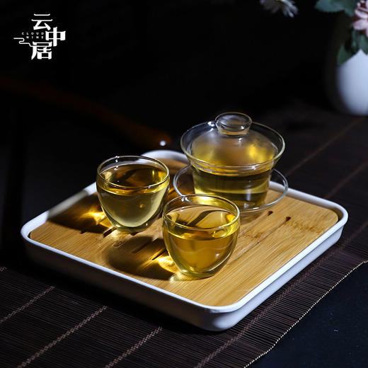 白色方形简约干泡茶盘 商品图1