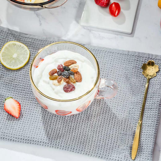 大容量金边网红燕麦杯 牛奶玻璃家用耐热早餐杯 商品图5