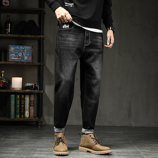 【新款DQ】大码男装牛仔裤加肥加大号小脚宽松肥佬休闲长裤 商品图2