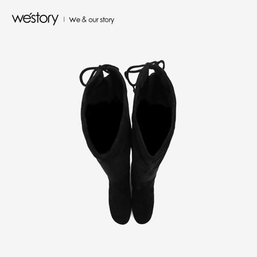 westory商场同款冬季长筒靴弹力布高跟圆头瘦瘦靴女W284I81071 商品图0