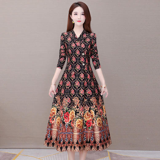 YWE  YRYX20841阔太太气质高贵印花连衣裙 商品图3