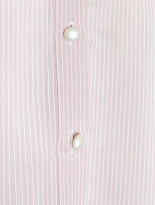 TYNVIE 泡泡袖花边领口衬衫 - 粉色条纹 商品图4