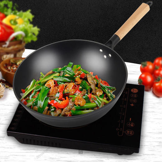 【官方正品保证】	欧乐菲无涂层聚油精铁锅炒锅中式爆炒老铁锅炒菜锅章铁匠系列电磁炉燃气煤气灶通用 32cm-OLOT32B1 商品图0