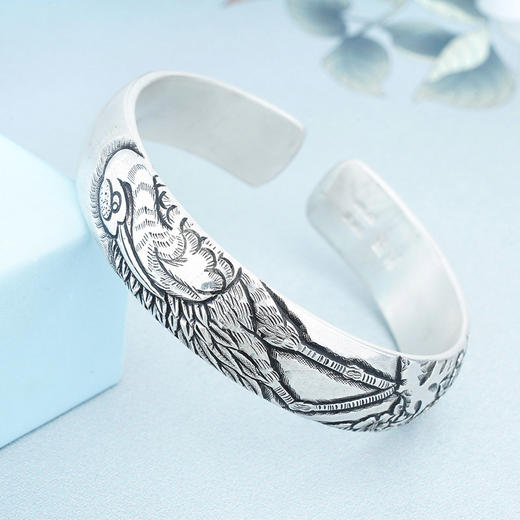 【长寿仙鹤】子佩集原创纯手工银镯 商品图1