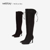 westory商场同款冬靴弹力布长筒女靴尖头高跟瘦瘦靴W284Q80641 商品缩略图0