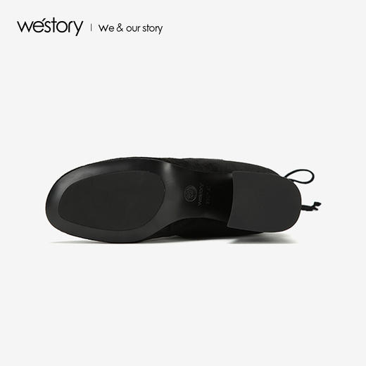 westory商场同款冬季长筒靴弹力布高跟圆头瘦瘦靴女W284I81071 商品图1
