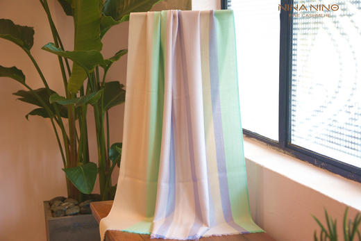 精纺色织彩条围巾披肩 豆沙蓝绿 商品图2