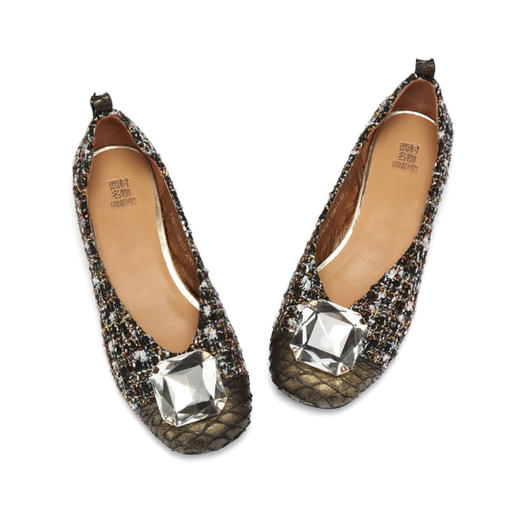 西村名物2020秋季新品奢华钻饰小香风V口单鞋X20CE31861 商品图3