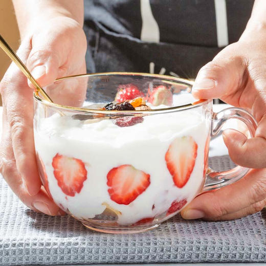 大容量金边网红燕麦杯 牛奶玻璃家用耐热早餐杯 商品图3