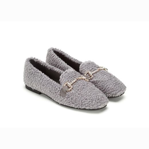 westory商场专柜同款平底钻链毛毛鞋休闲鞋百搭圆头乐福鞋单鞋女W283M70261 商品图2