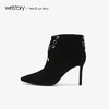 westory商场同款冬季绒面系带时尚短靴尖头细跟女靴子高跟鞋W284S80541 商品缩略图0