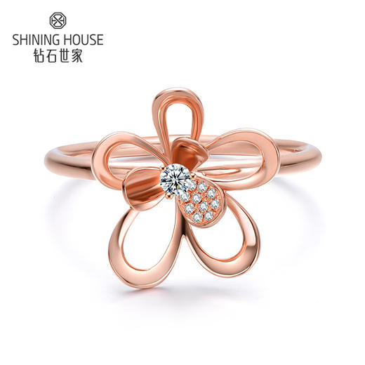 钻石世家18k金钻石戒指花蜜解语花系列戒指浪漫花朵造型戒指主石4分