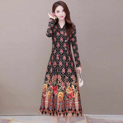 YWE  YRYX20841阔太太气质高贵印花连衣裙 商品图2