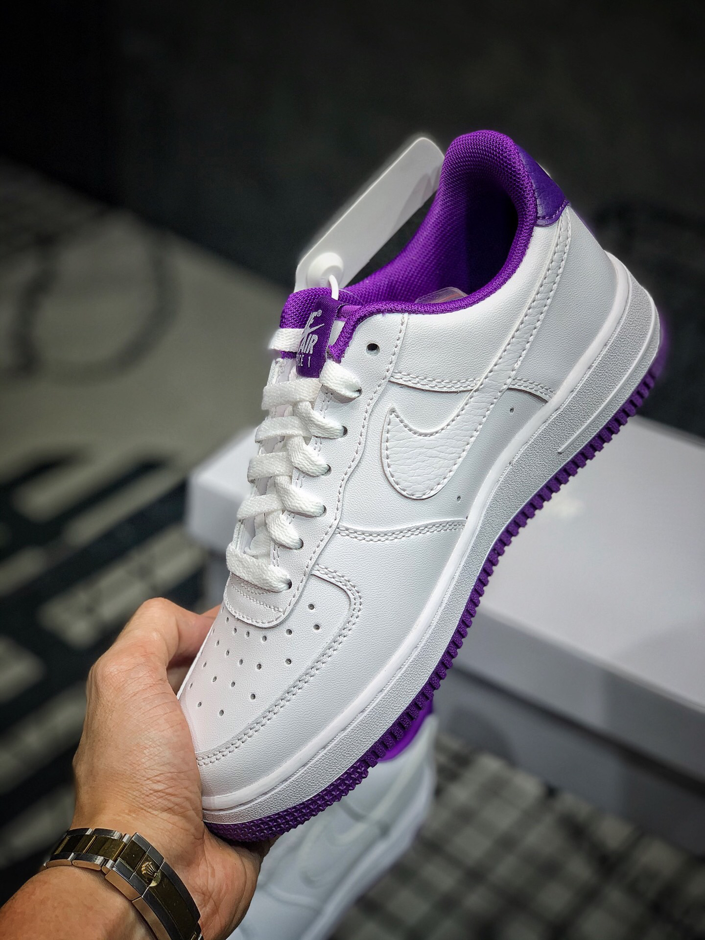 天猫正品airforce1lowwhitepurple白紫空军一号低帮男女款板鞋内置