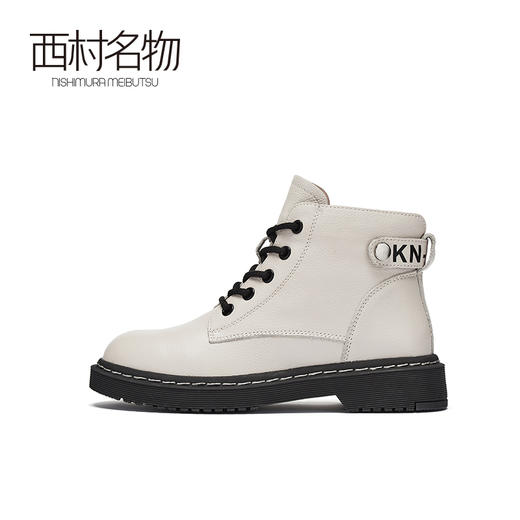 西村名物2020冬季新款马丁靴女低跟系带英伦风帅气休闲短靴X20DF40021 商品图1