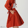 【鬼马女孩】枫叶橘高腰褶皱嘭嘭嘭A字半裙 商品缩略图1