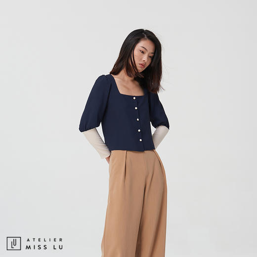 AtelierMissLu-【我最好看】
拼色方领短款上衣 商品图3