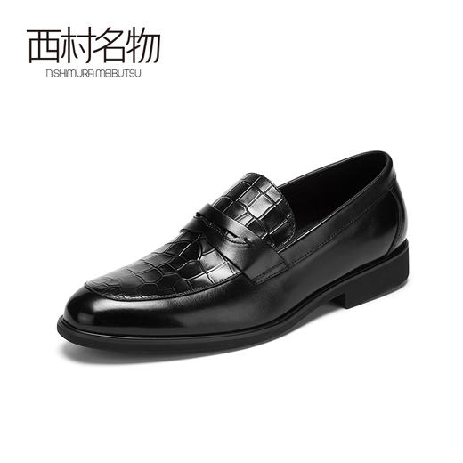 西村名物2020秋季新款男士小皮鞋鳄鱼纹软底休闲商务皮鞋X10CV31451 商品图2