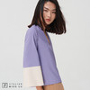 AtelierMissLu-【LESS IS MORE】 香芋紫拼色简洁款V领上衣 商品缩略图1