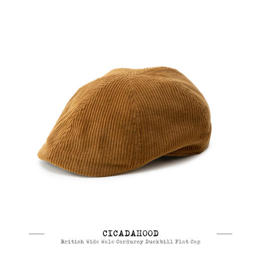 cicadahoodheritagecollection英式复古粗条灯芯绒鸭舌帽卡其色男女款