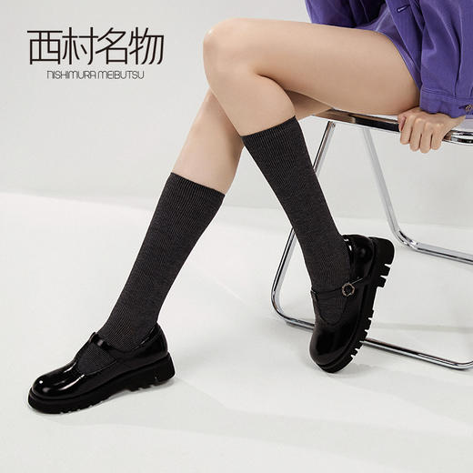 西村名物2020秋季新款小皮鞋圆头学院风牛皮革T型带玛丽珍鞋T20CE31201 商品图0