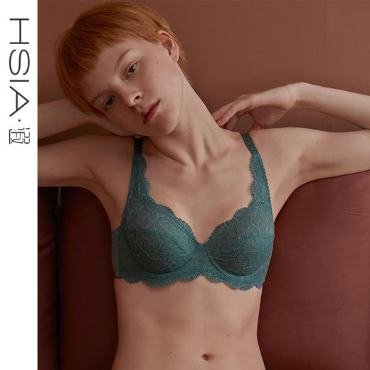 HSIA遐 超薄内衣女士性感蕾丝大码无海绵全罩杯薄款大胸显小文胸 商品图0