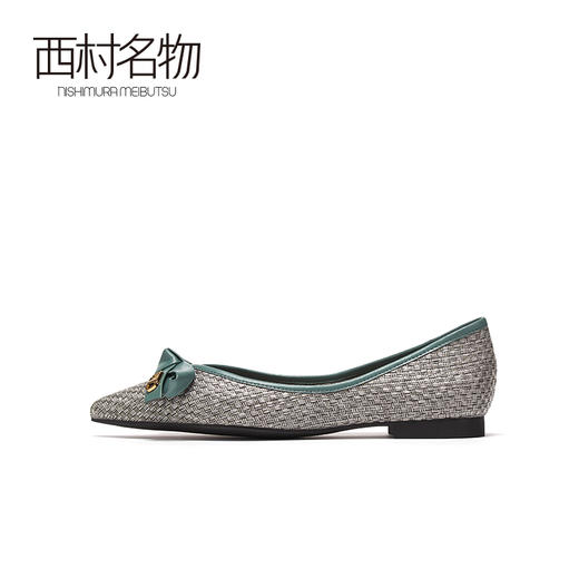 西村名物2020秋季新款奶奶鞋尖头低跟蝴蝶结一脚蹬舒适单鞋T20CE32191 商品图3