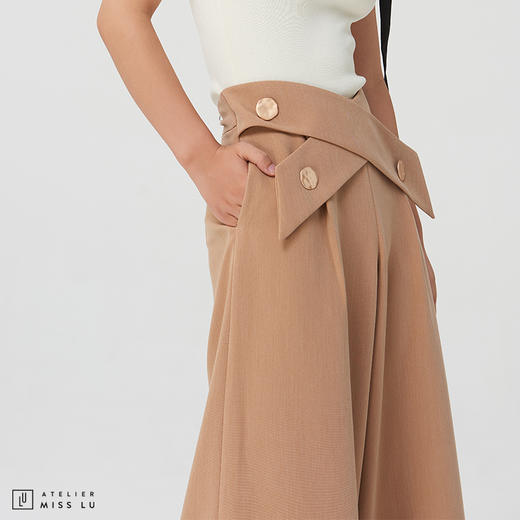 AtelierMissLu-【绝对气场】 腰部交叉设计高腰阔腿裤 商品图2
