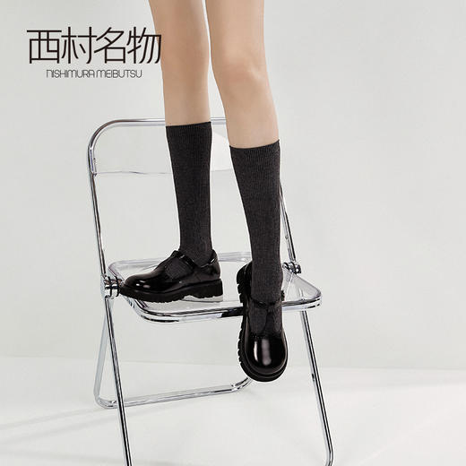 西村名物2020秋季新款小皮鞋圆头学院风牛皮革T型带玛丽珍鞋T20CE31201 商品图2