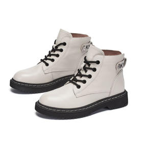 西村名物2020冬季新款马丁靴女低跟系带英伦风帅气休闲短靴X20DF40021