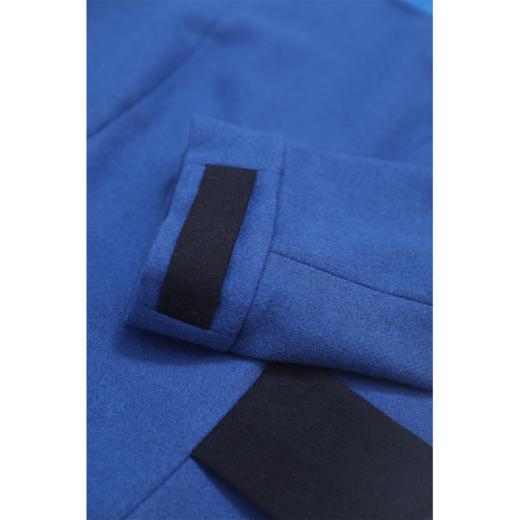 【复古迷情】复古宝蓝拼色收腰简洁款通勤羊毛连衣裙 商品图4