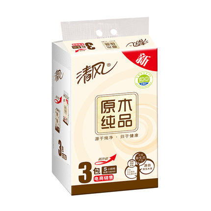 200抽*3清风面巾纸(原木)  柔韧亲肤 湿水不易破 商品图1