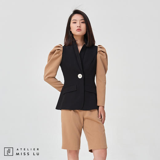 【不落俗“套”】拼色廓形袖修身西装外套 商品图2