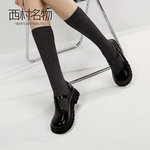 西村名物2020秋季新款小皮鞋圆头学院风牛皮革T型带玛丽珍鞋T20CE31201 商品图1