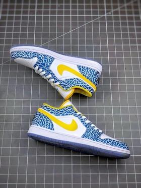 Air Jordan 1 Low 蓝黄水晶低帮 AJ1乔1低帮休闲板鞋 同步官方配色