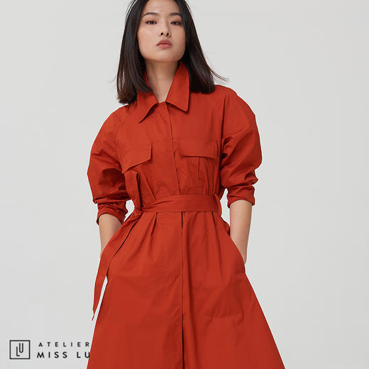 【吸睛狠角色】枫叶橘系腰带利落风衣 商品图3