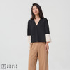 AtelierMissLu-【LESS IS MORE】 黑白拼色简洁款V领上衣 商品缩略图2