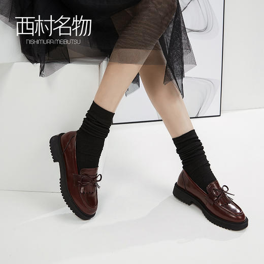 西村名物2020秋季新款乐福鞋平跟圆头复古英伦风布洛克皮鞋 T20CM30911 商品图3