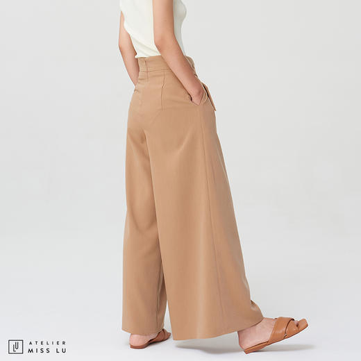 AtelierMissLu-【绝对气场】 腰部交叉设计高腰阔腿裤 商品图3