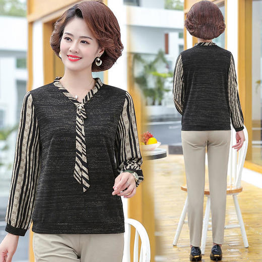 LH-567秋季长袖时尚领结新款打底小衫 商品图2