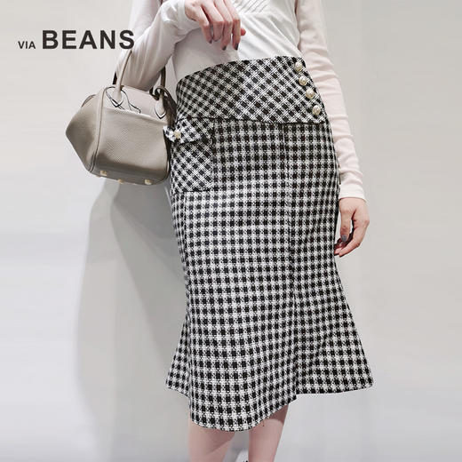 via beans 格子鱼尾裙8121140002