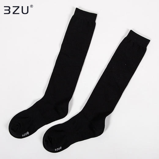 【任选6双99.5】棉质平纹三骨袜A30138-1黑色袜子女ins潮中筒袜白色纯色高筒秋冬长款JK小腿袜配皮鞋格裙 商品图1