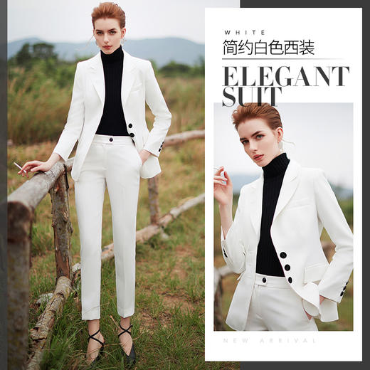 IWY/白色长袖西装长裤套装CP9322 商品图0