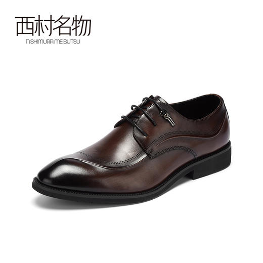 西村名物2020秋季新款男士皮鞋牛皮革软底商务休闲德比鞋X10CV31471 商品图3