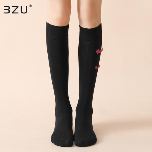 【任选6双99.5】棉质平纹三骨袜A30138-1黑色袜子女ins潮中筒袜白色纯色高筒秋冬长款JK小腿袜配皮鞋格裙 商品图0