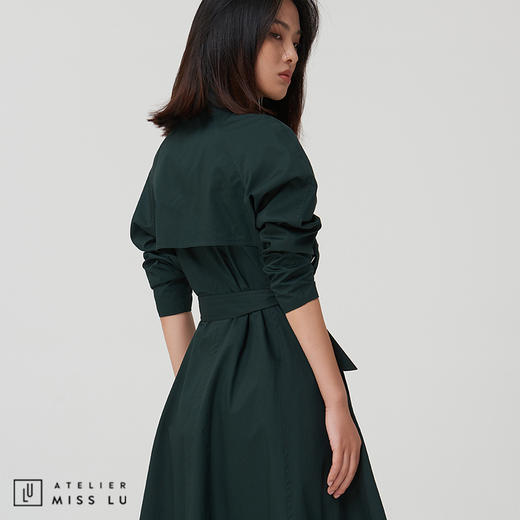 【吸睛狠角色】深墨绿系腰带利落风衣 商品图3