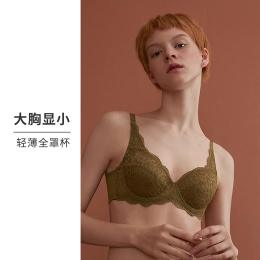 HSIA遐 超薄内衣女士性感蕾丝大码无海绵全罩杯薄款大胸显小文胸 商品图2