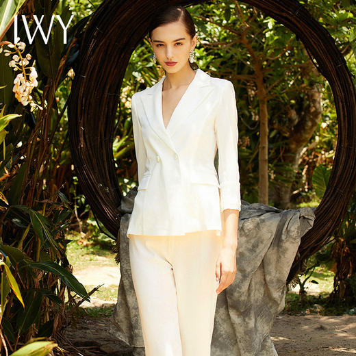 IWY/米白色长袖西装阔腿长裤套装203004C1+P2 商品图1
